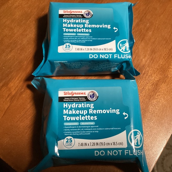 Walgreens Hydrating Makeup Removing Towelettes for sale 25 count each pack NEW - Picture 1 of 5